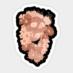 Skull and Flowers monocromatic Sticker